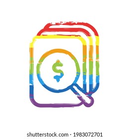 Previsión financiera, análisis y predicción, investigación empresarial, icono simple. Signo de dibujo con estilo LGBT, siete colores arcoiris (rojo, naranja, amarillo, verde, azul, índigo, violeta)