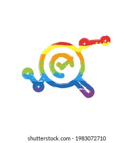 Financial forecast, Analysis and predict, business research, simple icon. Drawing sign with LGBT style, seven colors of rainbow (red, orange, yellow, green, blue, indigo, violet