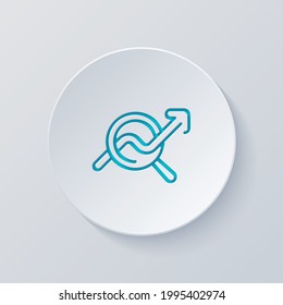 Financial forecast, Analysis and predict, business research, simple icon. Cut circle with gray and blue layers. Paper style