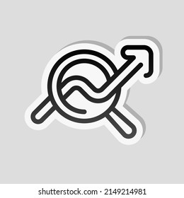 Financial forecast, Analysis and predict, business research, simple icon. Linear sticker, white border and simple shadow on gray background