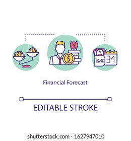 Financial Forecast Concept Icon. Budgeting, Costs Planning, Investing Idea Thin Line Illustration. Cash Flow Forecast, Financial Literacy. Vector Isolated Outline RGB Color Drawing. Editable Stroke