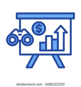 Icono de pronóstico financiero Ilustración vectorial azul