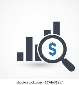 Financial forecast icon in flat style. Business analysis illustration on white isolated background. Analytics financial forecast sign concept