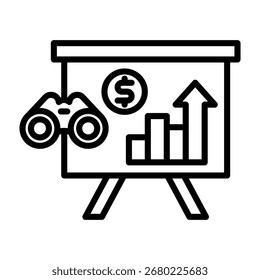 Ilustración vectorial de línea de icono de previsión financiera