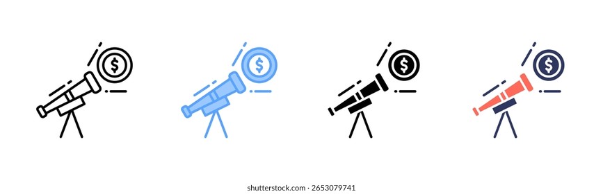 Coleção de vários estilos da folha de ícone Previsão Financeira