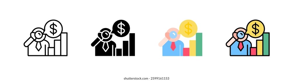 Financial Forecast Multi Style Icon Set Vector