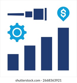 Ilustração do Vetor de Ícone Azul Plano de Previsão Financeira