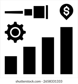 Ilustração do Vetor do Ícone de Glifo de Previsão Financeira