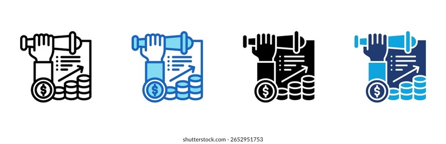 Ícone de Previsão Financeira - Ilustração do Vetor com Vários Estilos