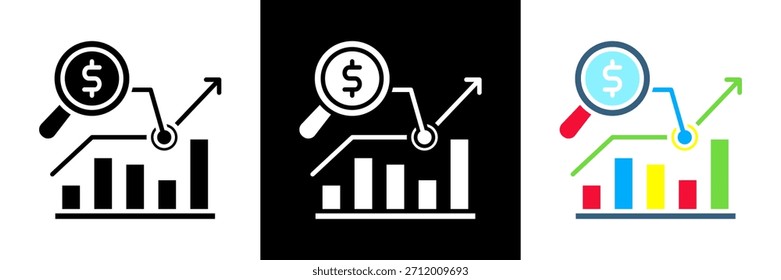 Conjunto de iconos de previsión financiera Ilustración vectorial de glifos