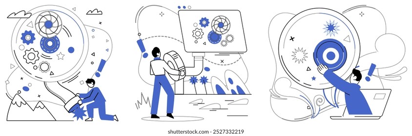 Ilustração do vetor de previsão financeira. Analisar as estatísticas é fundamental abrir as portas para a previsão financeira do tesouro O planejamento é o arquiteto desenhando plantas para o sucesso financeiro do castelo