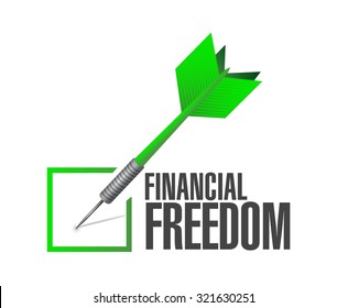 financial freedom check darts sign concept illustration design graphic