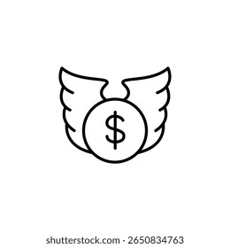 Financial Freedom Concept Represented By Winged Dollar Sign Icon