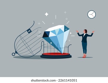 Financial freedom. Diamond is free from restrictions, sanctions and bans.  Flat vector illustration.