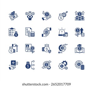 Conjunto de iconos de trazo editable de libertad financiera