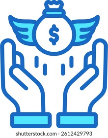 Financial Freedom Icon Blue Color Vector Illustration