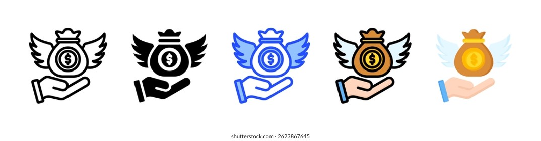 Financial Freedom Icon Collection With Multiple Styles