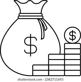 Financial Freedom Icon. A money bag and coins icon to represent financial freedom, independence, and the ability to live your life on your terms.