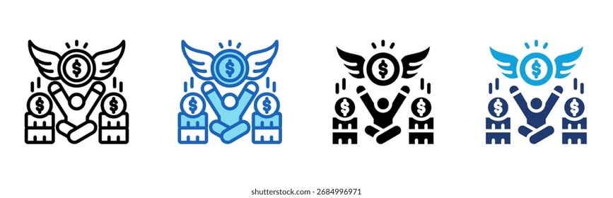 Icono de libertad financiera Multi Style Ilustración vectorial