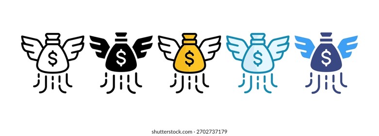 Conjunto de iconos de libertad financiera Colección de estilo múltiple
