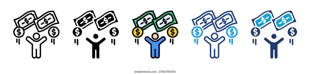 Conjunto de iconos de libertad financiera Ilustración vectorial de Colección de estilo múltiple