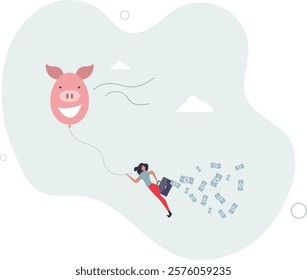 Financial freedom or financial independence concept.flat characters.