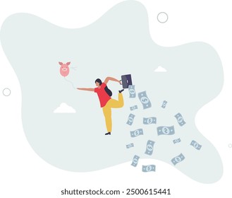 Financial freedom or financial independence concept.flat design with people.