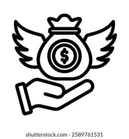 Financial Freedom Line Vector Illustration On White Background.