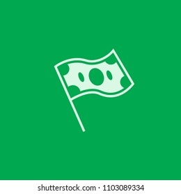 Financial Freedom Vector Icon Logo. Green Flag and Dollar Bill.