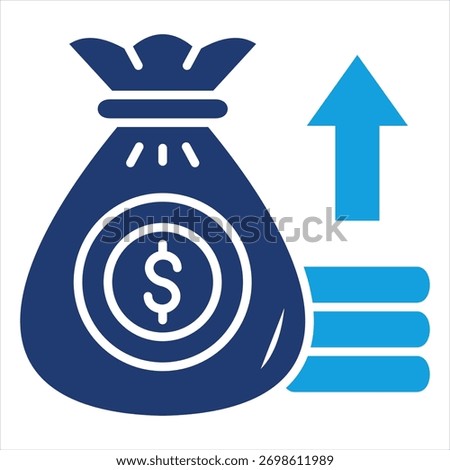 Financial Gain Flat Blue Icon Vector Illustration