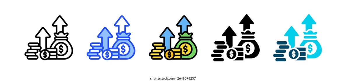 Colección de íconos de ganancias financieras con varios estilos