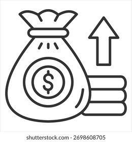 Ilustração do vetor do ícone de estrutura de tópicos de ganho financeiro