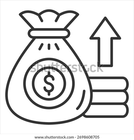 Financial Gain Outline Icon Vector Illustration
