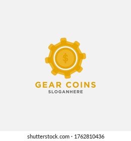 financial gear economy logo design vector