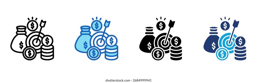 Ícone de Meta financeira - Ilustração de vetor com vários estilos