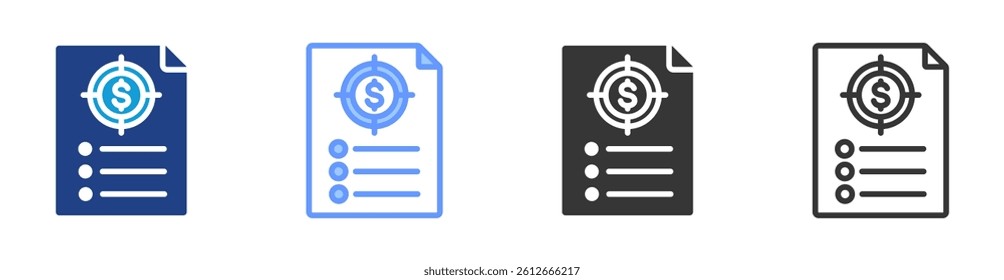Financial Goal icon set multiple style collection