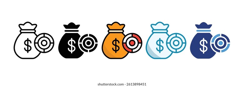 Financial Goal Icon Set Multiple Style Collection