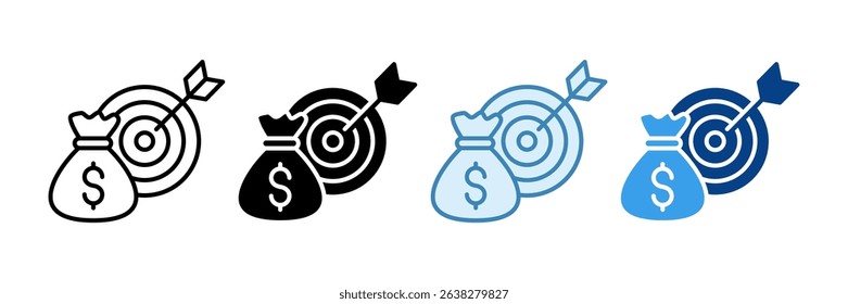 Financial Goal Icon Set Multiple Style Collection