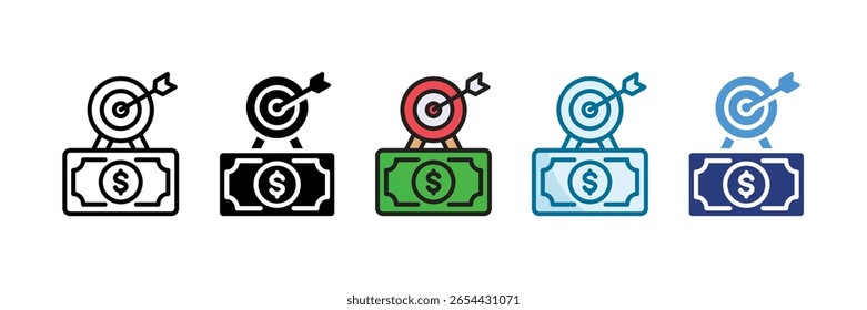 Conjunto de iconos de objetivos financieros Colección de estilos múltiples