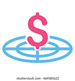 Financial Goal icon. Vector style is bicolor flat iconic symbol with rounded angles, pink and blue colors, white background.