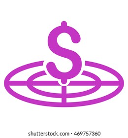Financial Goal icon. Vector style is flat iconic symbol with rounded angles, violet color, white background.