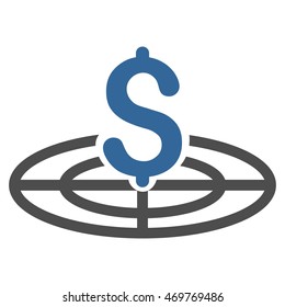 Financial Goal icon. Vector style is bicolor flat iconic symbol with rounded angles, cobalt and gray colors, white background.