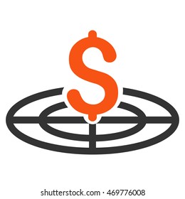 Financial Goal icon. Vector style is bicolor flat iconic symbol with rounded angles, orange and gray colors, white background.