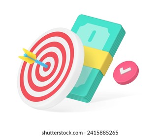 Financial goal success business target effective management 3d icon realistic vector illustration. Profit finance aim wealth earnings investment achievement economic strategy money opportunity