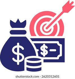 Financial Goals Icon Fill Vector Illustration