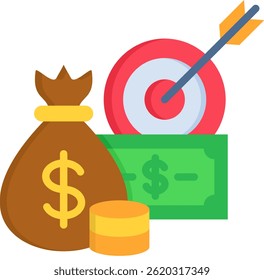 Financial Goals Icon Flat Vector Illustration