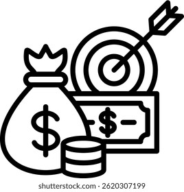 Financial Goals Icon Line Vector Illustration