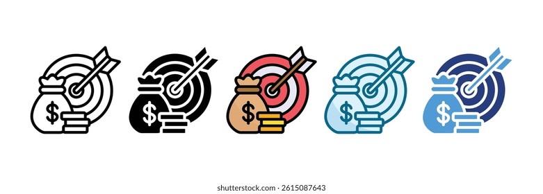 Financial Goals Icon Set Multiple Style Collection