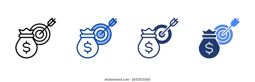 Conjunto de iconos de objetivos financieros colección de varios estilos