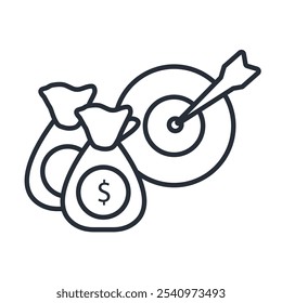 icono de objetivos financieros. Vector. Trazo editable. Signo de estilo lineal para uso Diseño web, logotipo. Ilustración de símbolo.